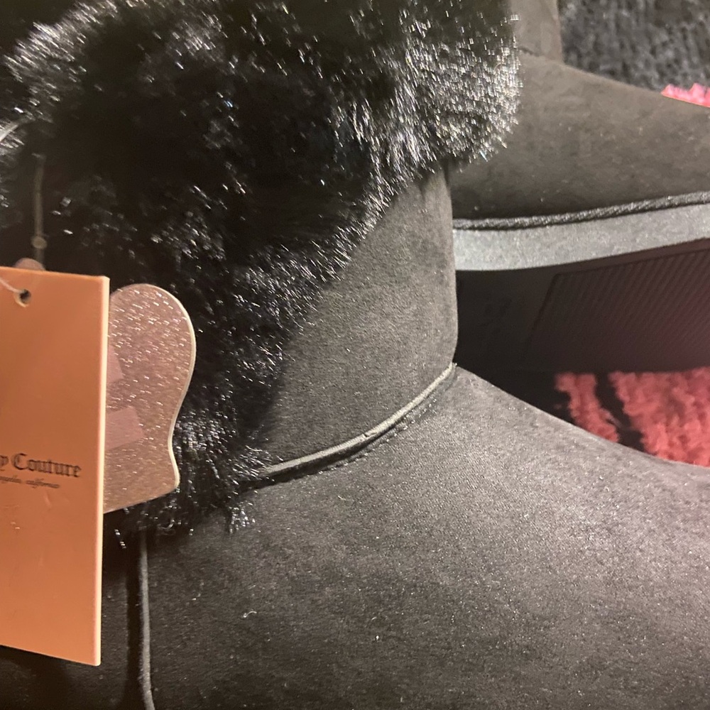 Juicy Couture Black Faux Fur Boots brand new
